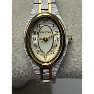 Elgin ELL13 New Battery Ladies‎ MOP Watch 17MM 6.75" Two Tone